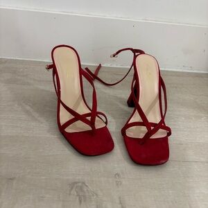 Red Strappy Heeled Sandals